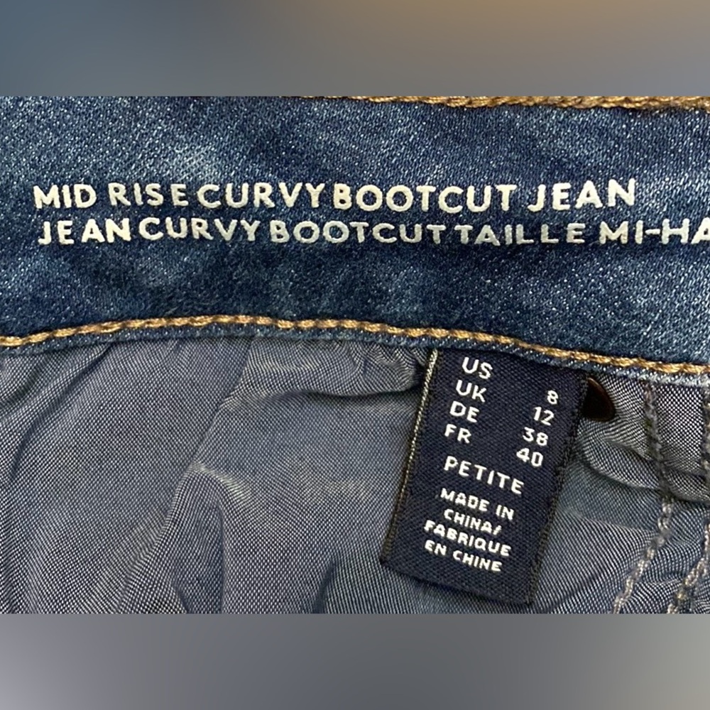 Land’s End Petite Mid Rise Curvy Boot Cut 8P Streetwear Preppy Denim Blue Jeans - Picture 9 of 11